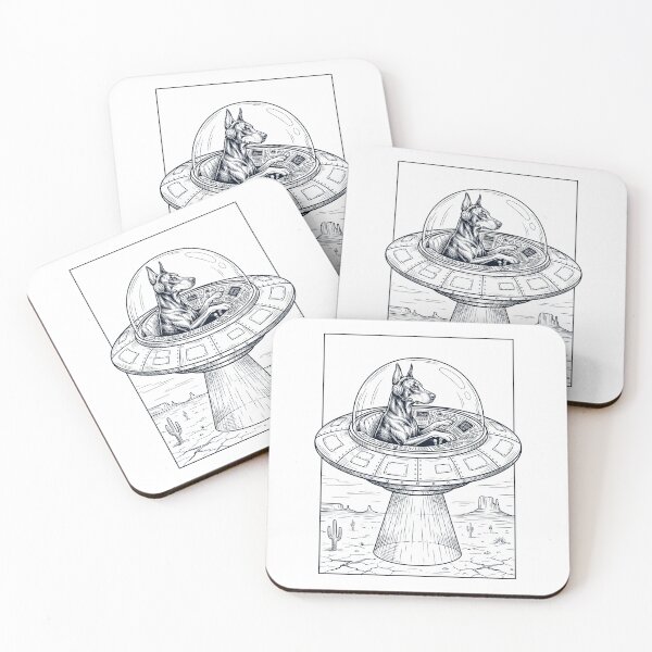 Item preview, Vintage Doberman Pinscher Riding UFO Dog Mom Dad Lover designed and sold by DoodleTortle.
