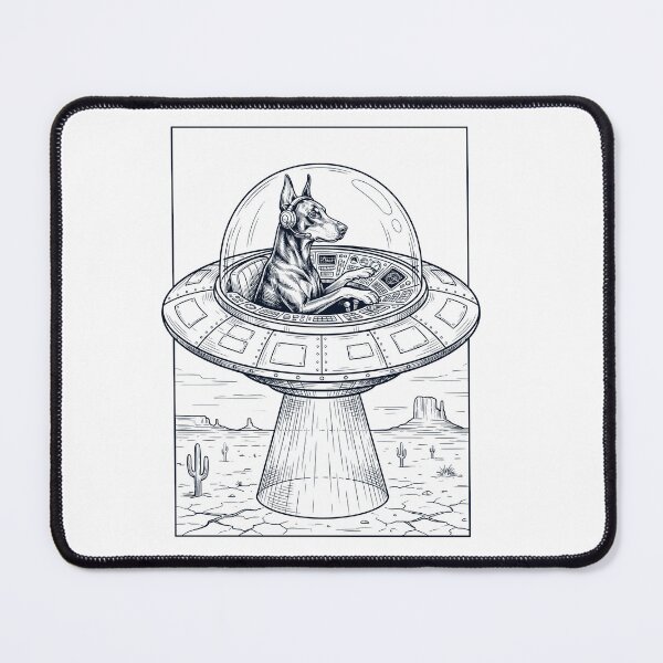 Item preview, Vintage Doberman Pinscher Riding UFO Dog Mom Dad Lover designed and sold by DoodleTortle.