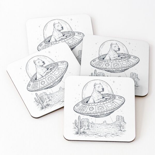 Item preview, Vintage Dogo Argentino Riding UFO Dog Mom Dad Lover designed and sold by DoodleTortle.