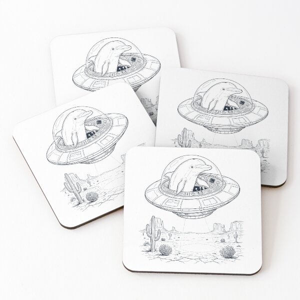 Artikelvorschau, Vintage Delfinreitendes UFO Tierliebhaber entworfen und verkauft von DoodleTortle.