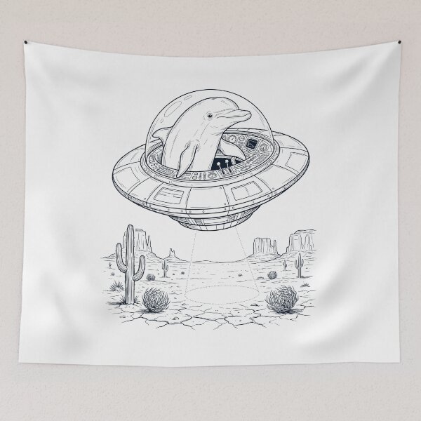 Item preview, Vintage Dolphin Riding UFO Animal Lover designed and sold by DoodleTortle.