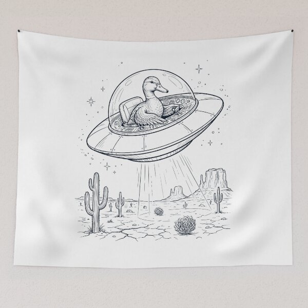 Item preview, Vintage Duck Riding UFO Animal Lover designed and sold by DoodleTortle.