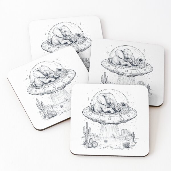 Item preview, Vintage Elephant Riding UFO Animal Lover designed and sold by DoodleTortle.