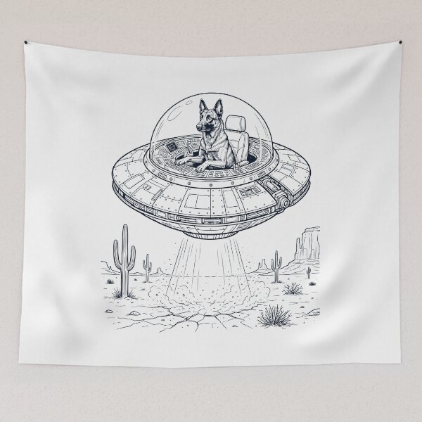 Item preview, Vintage Dutch Shepherd Riding UFO Dog Mom Dad Lover designed and sold by DoodleTortle.
