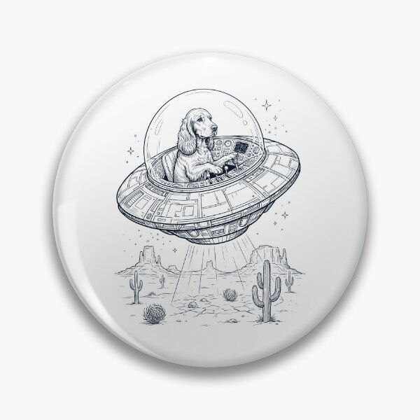 Item preview, Vintage English Cocker Spaniel Riding UFO Dog Mom Dad Lover designed and sold by DoodleTortle.