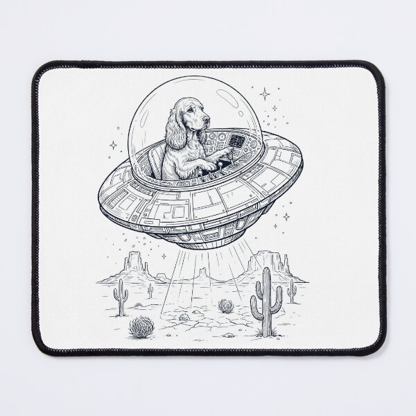 Item preview, Vintage English Cocker Spaniel Riding UFO Dog Mom Dad Lover designed and sold by DoodleTortle.