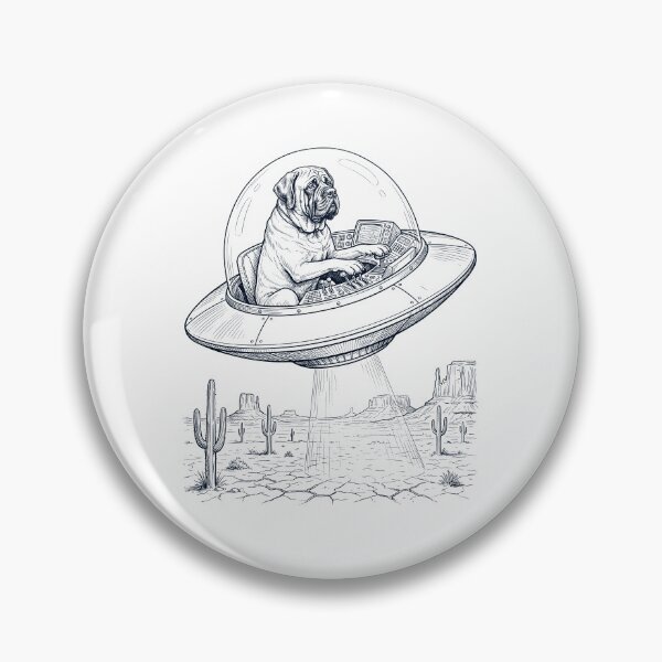 Item preview, Vintage English Mastiff Riding UFO Dog Mom Dad Lover designed and sold by DoodleTortle.