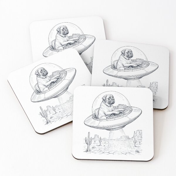 Item preview, Vintage English Mastiff Riding UFO Dog Mom Dad Lover designed and sold by DoodleTortle.
