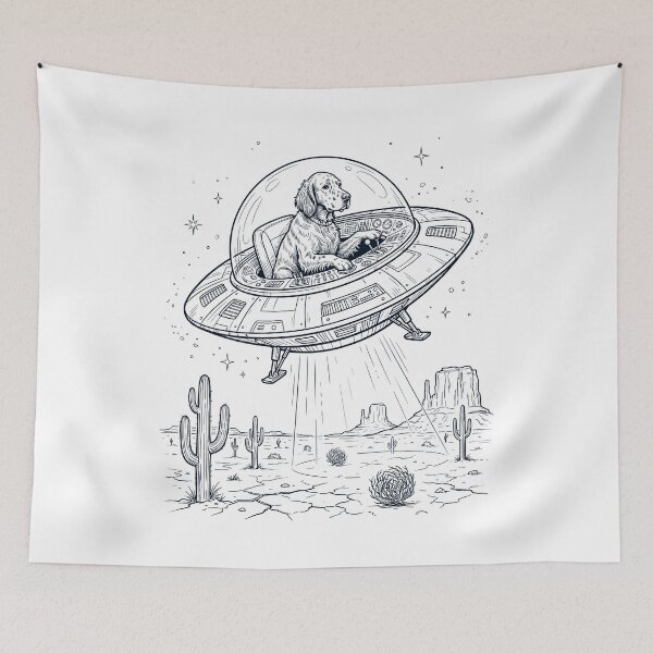 Item preview, Vintage English Setter Riding UFO Dog Mom Dad Lover designed and sold by DoodleTortle.