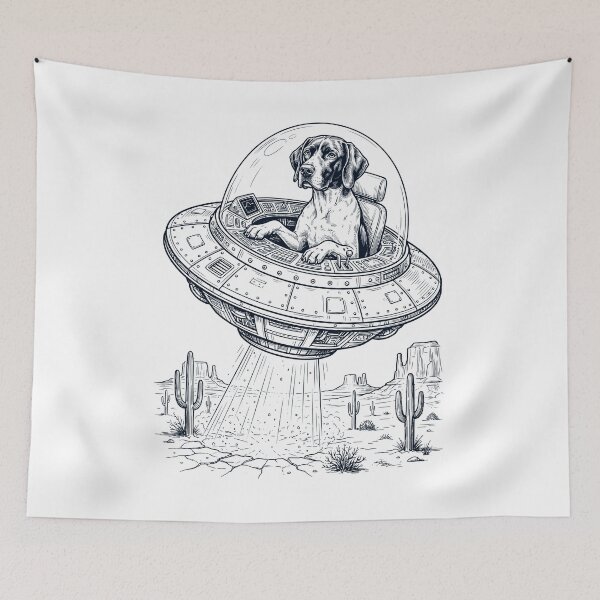 Item preview, Vintage English Pointer Riding UFO Dog Mom Dad Lover designed and sold by DoodleTortle.