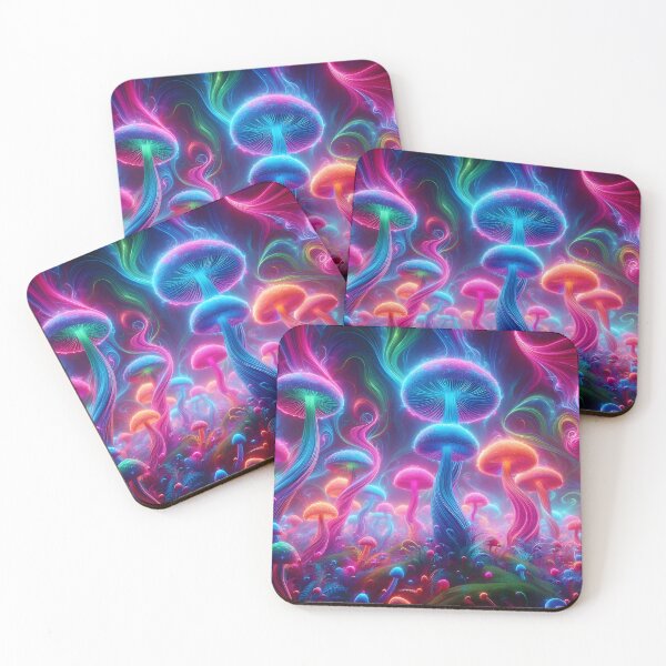Item preview, Ethereal Neon Mushroom Forest - Psychedelic Glow Fantasy Art designed and sold by Sybille-Yates.