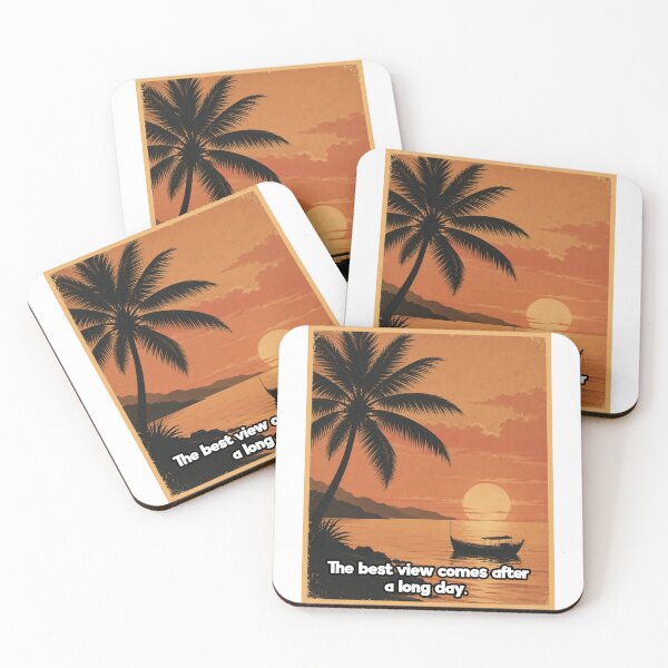 Item preview, Retro Tropical Sunset Beach View Quote designed and sold by PixelParinda.