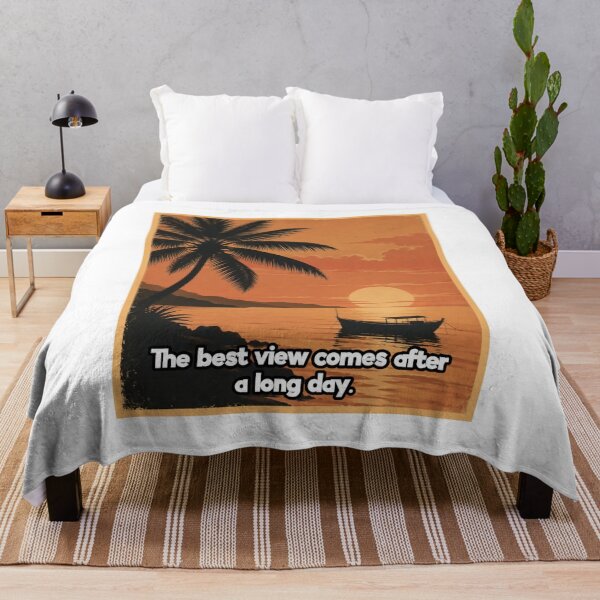Item preview, Retro Tropical Sunset Beach View Quote designed and sold by PixelParinda.