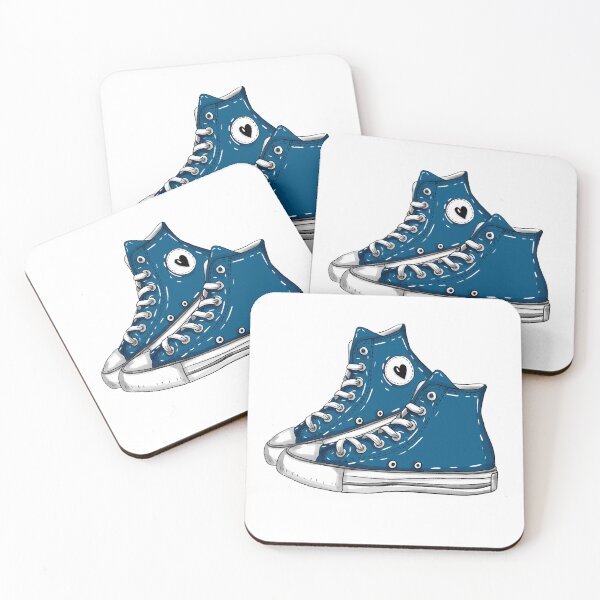Item preview, Blue Vintage High-Top Sneakers - Hand-Drawn Heart Detail designed and sold by Sashka-.