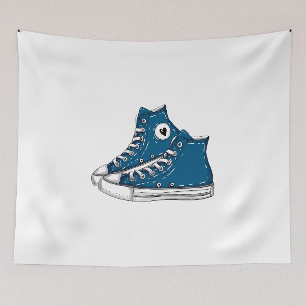 Item preview, Blue Vintage High-Top Sneakers - Hand-Drawn Heart Detail designed and sold by Sashka-.