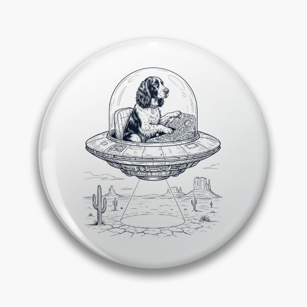 Item preview, Vintage English Springer Spaniel Riding UFO Dog Mom Dad Lover designed and sold by DoodleTortle.