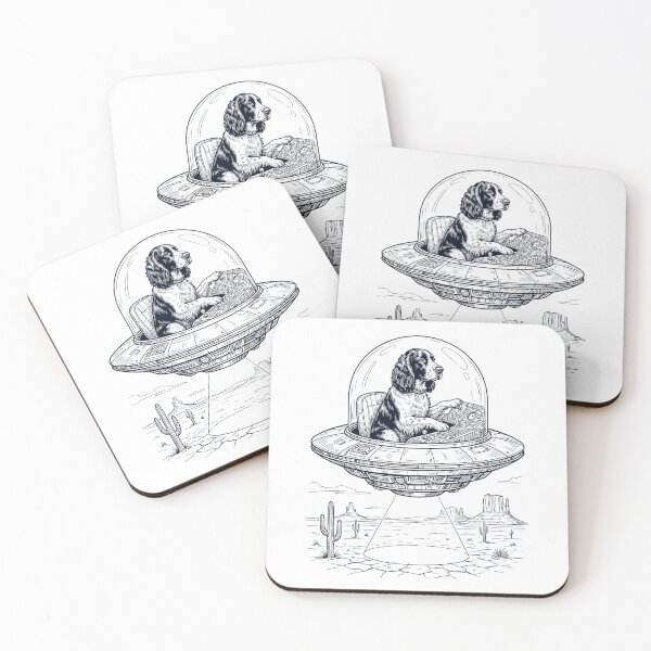 Item preview, Vintage English Springer Spaniel Riding UFO Dog Mom Dad Lover designed and sold by DoodleTortle.