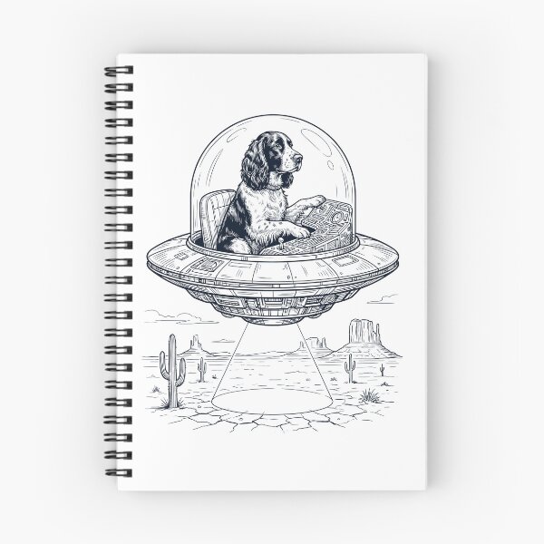 Item preview, Vintage English Springer Spaniel Riding UFO Dog Mom Dad Lover designed and sold by DoodleTortle.