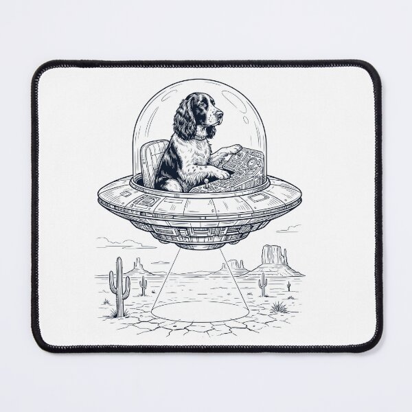 Item preview, Vintage English Springer Spaniel Riding UFO Dog Mom Dad Lover designed and sold by DoodleTortle.