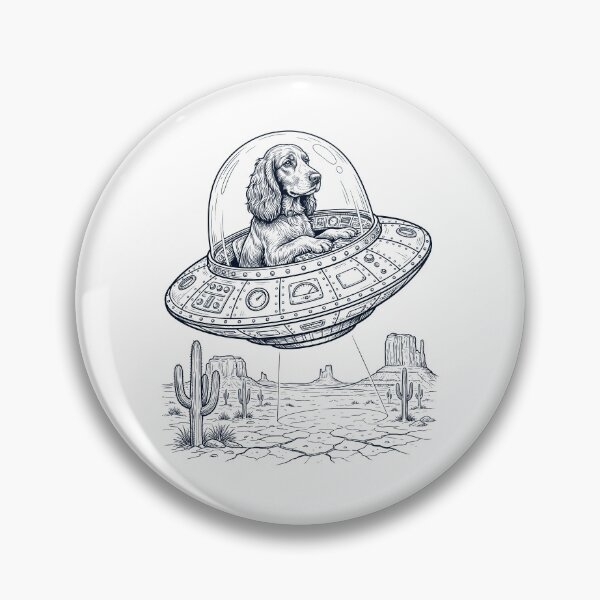 Item preview, Vintage Field Spaniel Riding UFO Dog Mom Dad Lover designed and sold by DoodleTortle.