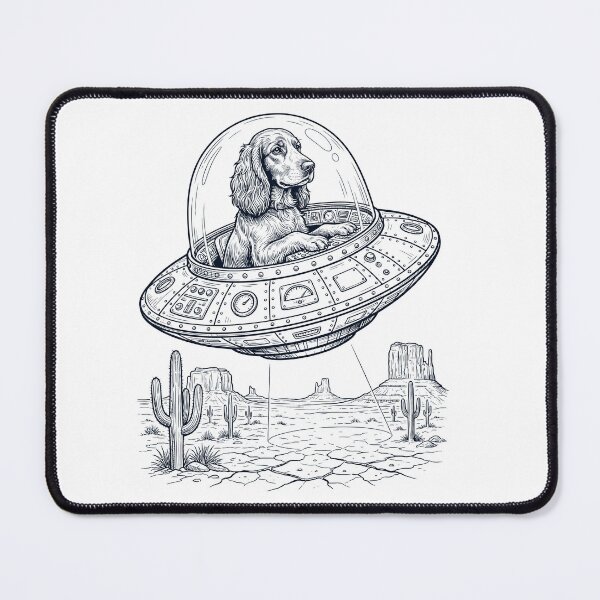 Item preview, Vintage Field Spaniel Riding UFO Dog Mom Dad Lover designed and sold by DoodleTortle.