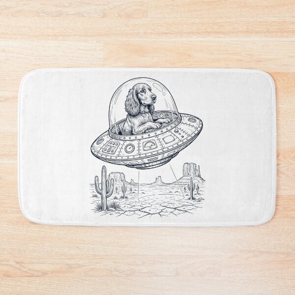 Item preview, Vintage Field Spaniel Riding UFO Dog Mom Dad Lover designed and sold by DoodleTortle.