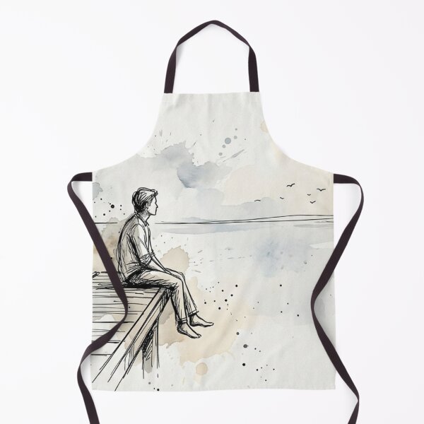 Item preview, The Wanderer’s Rest - Sketchy Man on a Pier Overlooking the Water designed and sold by myforestfog.