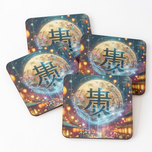 Item preview, Neon Harmony Kanji Moonlight designed and sold by AI-Only Creations.