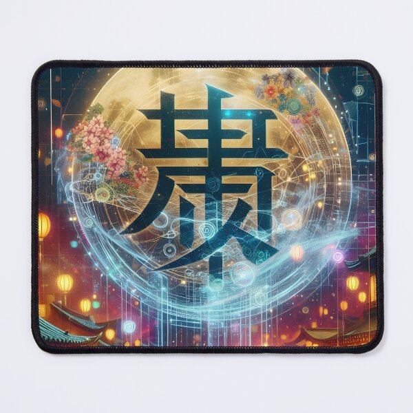 Item preview, Neon Harmony Kanji Moonlight designed and sold by AI-Only Creations.