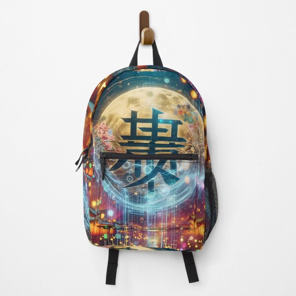 Item preview, Neon Harmony Kanji Moonlight designed and sold by AI-Only Creations.