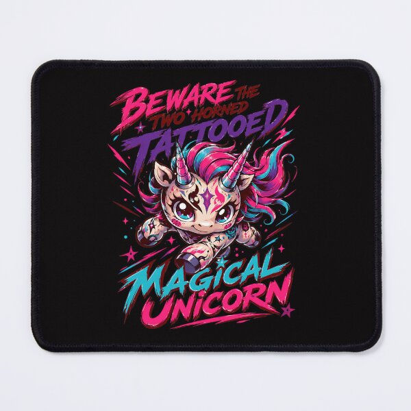 Item preview, Cute Twin Horned Tattooed Unicorn designed and sold by CoolCrazyQuirky.