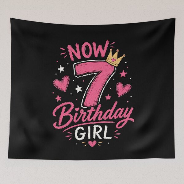 Item preview, Now I’m 7 Birthday Girl – Cute Pink Princess Birthday Design designed and sold by EichStore.