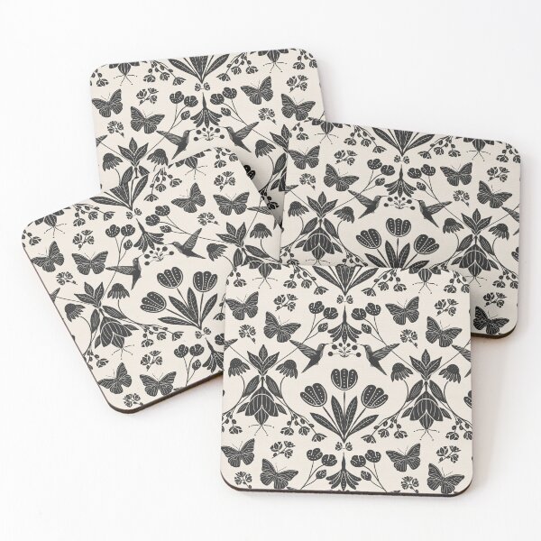 Item preview, Black and white Scandi hummingbird & butterfly garden designed and sold by Anne Londez Studio.