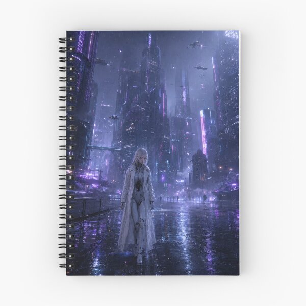 Item preview, White Cyborg Walking Through the Rainy Future City designed and sold by SEIMEI2025.