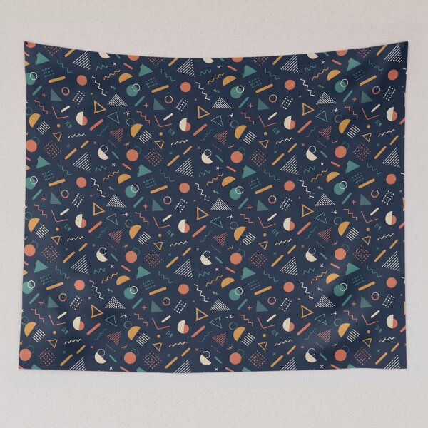 Item preview, Retro 80s 90s Memphis Pattern - Dark Navy Geometric Abstract designed and sold by Sybille-Yates.