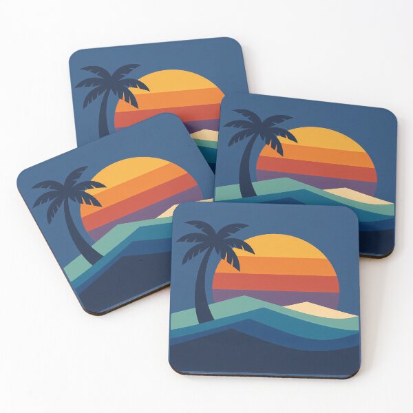 Item preview, Tropical Palm Sunset Over Retro Waves designed and sold by InkSmithery.