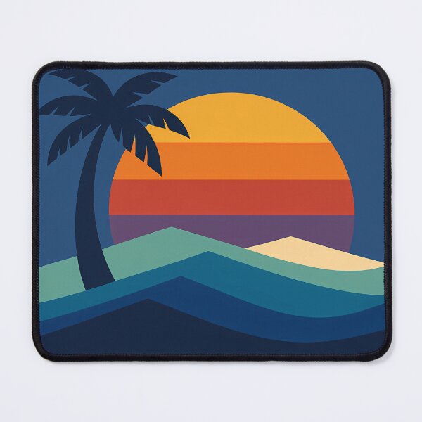 Item preview, Tropical Palm Sunset Over Retro Waves designed and sold by InkSmithery.