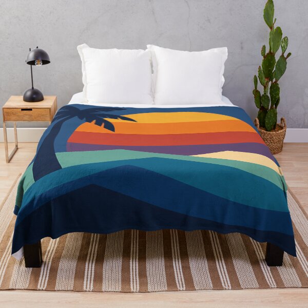 Item preview, Tropical Palm Sunset Over Retro Waves designed and sold by InkSmithery.