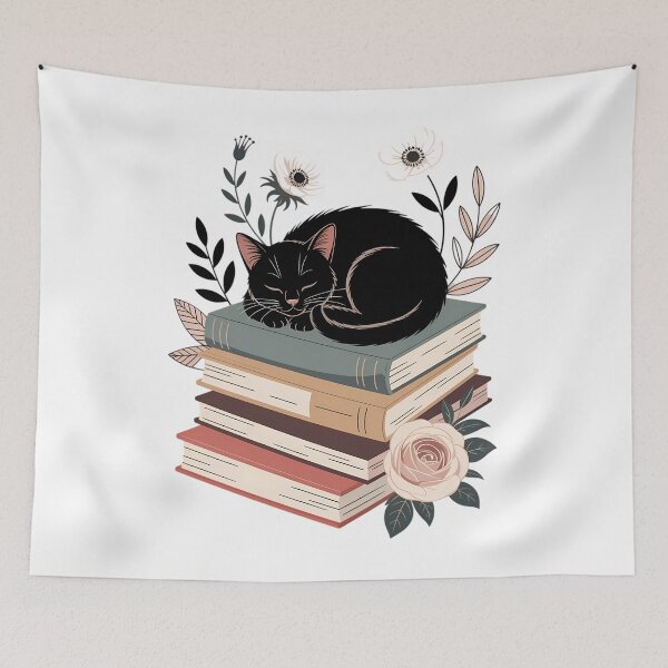 Item preview, Bookish Cat Floral Cat on Books Reader Cat Book Cat Lover designed and sold by SapfireStuArt.