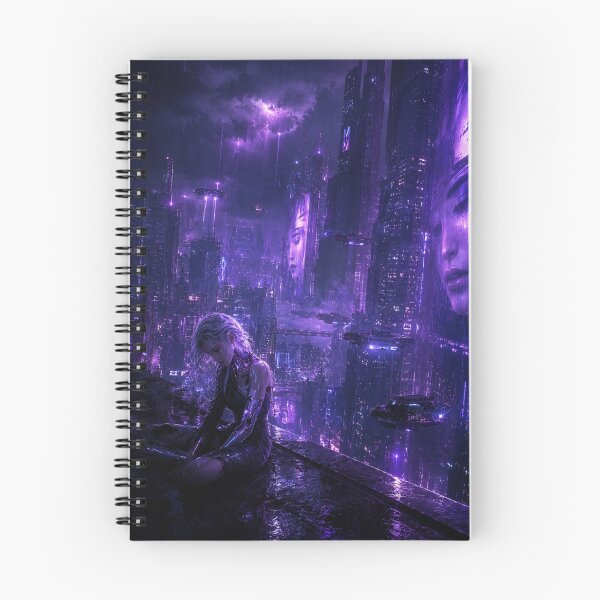 Item preview, Broken Cyborg Beneath the Purple Neon Megacity designed and sold by SEIMEI2025.