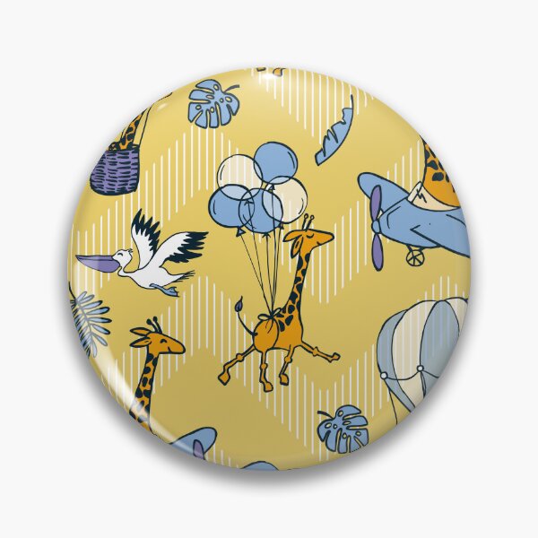 Item preview, Flying Jungle Safari Chevron yellow and pastel blue designed and sold by kobyakov.
