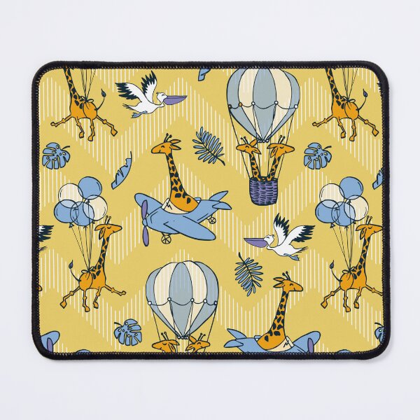 Item preview, Flying Jungle Safari Chevron yellow and pastel blue designed and sold by kobyakov.
