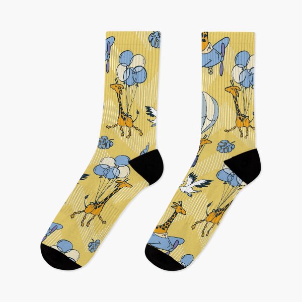 Item preview, Flying Jungle Safari Chevron yellow and pastel blue designed and sold by kobyakov.