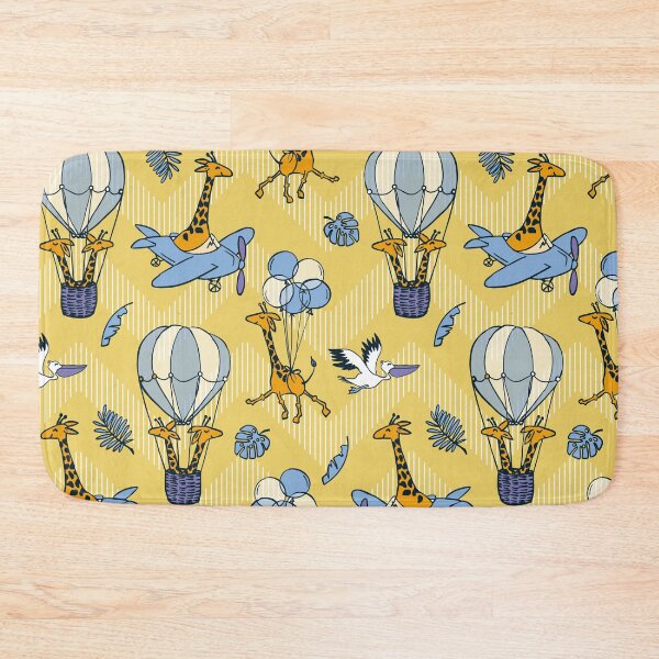 Item preview, Flying Jungle Safari Chevron yellow and pastel blue designed and sold by kobyakov.