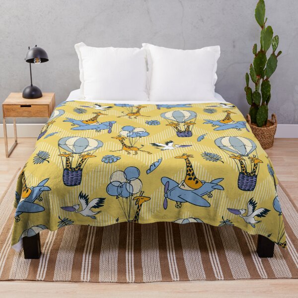 Item preview, Flying Jungle Safari Chevron yellow and pastel blue designed and sold by kobyakov.