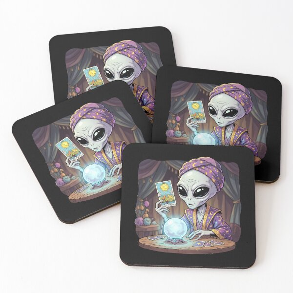 Item preview, Mystic Grey Alien Fortune Teller With Tarot Cards designed and sold by Sunkhung.