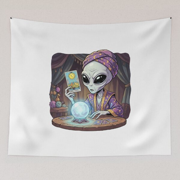 Item preview, Mystic Grey Alien Fortune Teller With Tarot Cards designed and sold by Sunkhung.