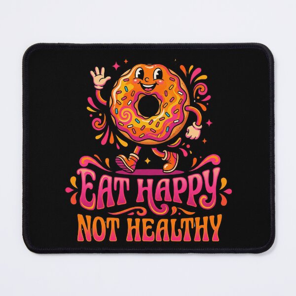 Item preview, Eat Happy Not Healthy Groovy Donut Shirt Funny Foodie Retro Quote Gift for Donut Lovers Comfort Food Humor designed and sold by Im-Ara.