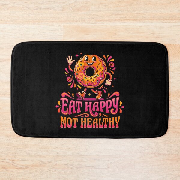 Item preview, Eat Happy Not Healthy Groovy Donut Shirt Funny Foodie Retro Quote Gift for Donut Lovers Comfort Food Humor designed and sold by Im-Ara.