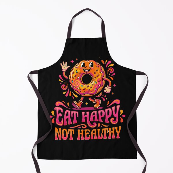 Item preview, Eat Happy Not Healthy Groovy Donut Shirt Funny Foodie Retro Quote Gift for Donut Lovers Comfort Food Humor designed and sold by Im-Ara.